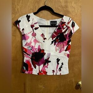 Sachin + Babi Pink Black Cap Sleeve Crop Blouse